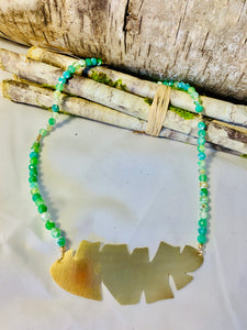 Large necklace in brass and agathe MP-N3: Mancha de Plátano Collection