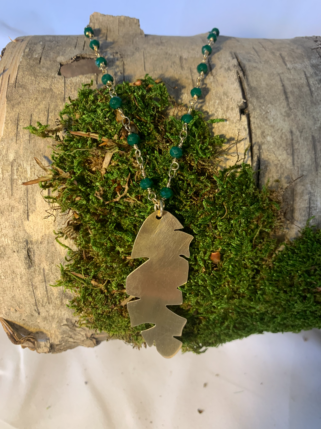 Necklace in Brass and Crystal - MP-N2: Mancha de Plátano Collection